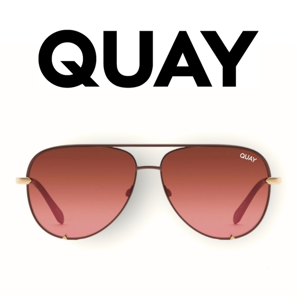 Quay Australia Accessories - Quay - High Mini - Bronze Frame/Brown Pink Lense Aviator Sunglasses - Rare